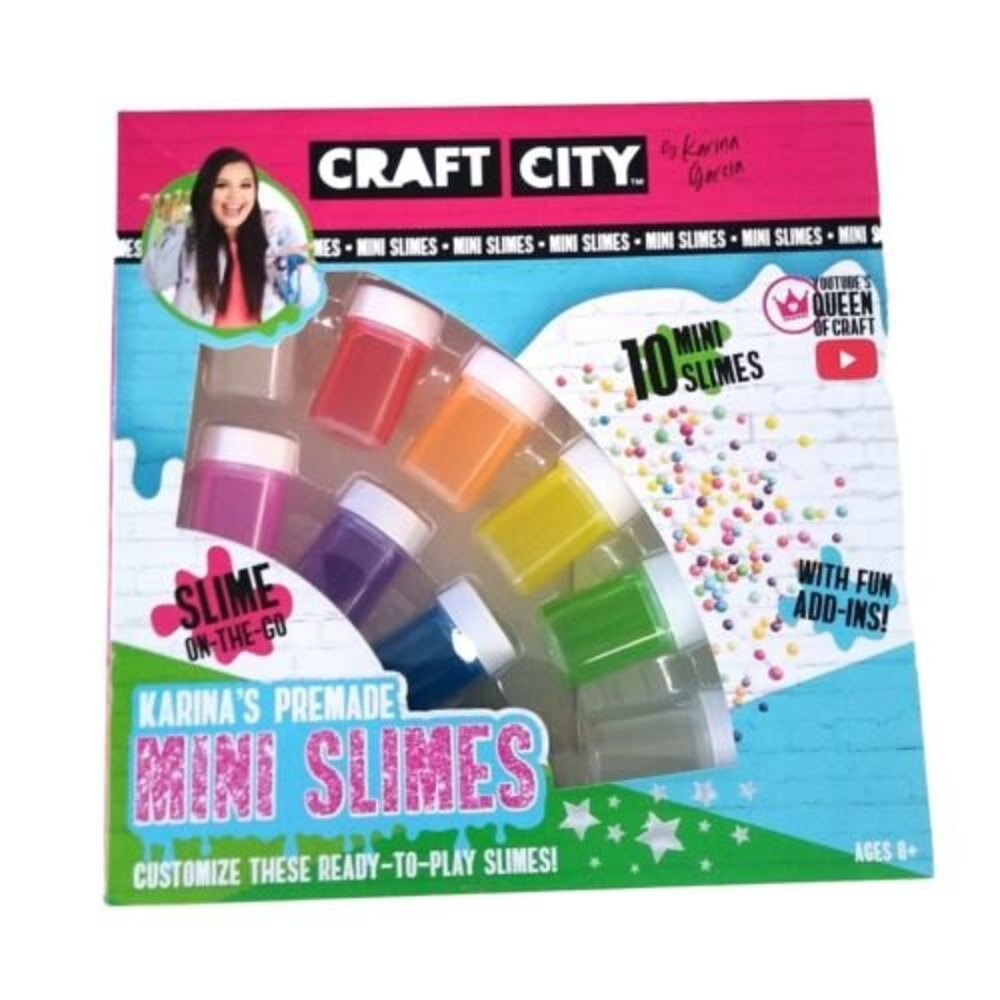 Craft City Karina's Premade 10 Mini Slimes Customize Ready-to-Play Slime Kit New